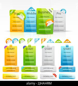 Wählen den Plan. Web-Boxen und Design-Elemente Stock Vektor