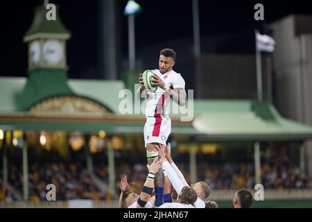 SYDNEY, AUSTRALIEN - 16. JULI: Courtney Lawes gewinnt das Lineout während des dritten Spiels der Internationalen Test Match-Serie zwischen den australischen Wallabies und England beim SCG am 16. Juli 2022 in Sydney, Australien Credit: IOIO IMAGES/Alamy Live News Stockfoto