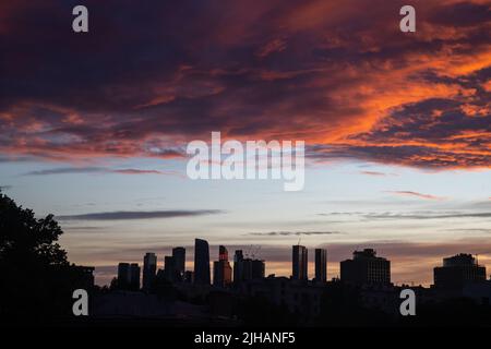 Moskau, Russland. 17.. Juli 2022. Blick auf das Moscow International Business Center (MIBC). Stockfoto