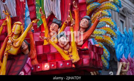 Ich entnehme die carnevale di Acireale, uno dei piu famosi d'Italia Stockfoto