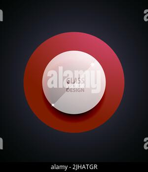 Glas transparent Kreis-Taste, mit text Stock Vektor