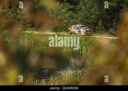 24 LINNAMAE Georg (est), MORGAN James (gbr), ALM Motorsport, Volkswagen Polo GTI, Aktion während der Rallye Estland 2022, 7. Lauf der WRC World Rally Car Championship 2022, vom 14. Bis 17. Juli 2022 in Tartu, Estland - Foto: Nikos Katikis/DPPI/LiveMedia Stockfoto
