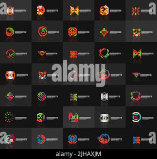 Satz von Vector linear Logos, geometrische abstrakte Symbole, elegante Icons. Moderne minimalistische Elemente für branding und Logo-Design. Stock Vektor