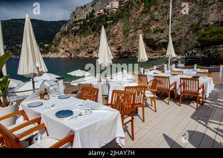 Mala Beach Club an der Cote d'Azur in der Nähe von Cap d'Ail Stockfoto