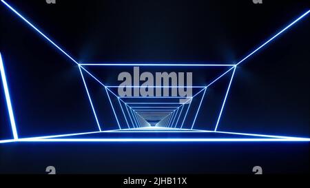 Farbe Neon Linie Technologie Bewegung Grafik vj Hintergrund LED-Lampe 3D Render Stockfoto