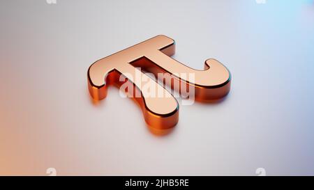 Buntes, glänzendes Metall-Symbol 3D pi auf weißem Hintergrund. Oberes Licht bewegt sich. 3D Rendern. Stockfoto