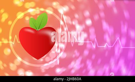 Herz mit verlassen Konzept isoliert auf verwackelte rosa und gelben Farbverlauf Hintergrund. Konzept für Herzpflege und Medien Check-up. Stockfoto