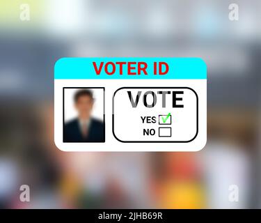 Stimmen sie die id mit einem blauen Pearson-Bild ab, das auf unscharfen Hintergrund isoliert ist. Stockfoto