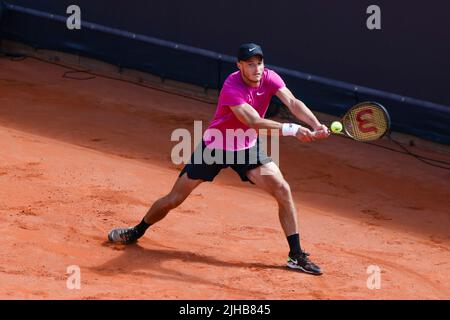 17. Juli 2022, Hamburg: Tennis: WTA Tour/ATP Tour, Einzel, Männer, Qualifying, 2. Runden. Topo (Deutschland) - Molleker (Deutschland). Rudolf Molleker in Aktion. Foto: Frank Molter/dpa Stockfoto