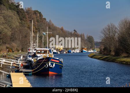 Dochgarroch Moorings, Caledonian Canal Eastern End in der Nähe von Inverness, Schottland Stockfoto