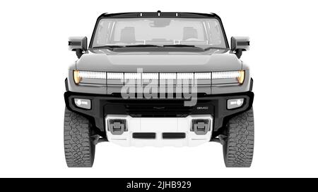 Elektro-suv auf weißem Hintergrund 3D Rendering-Konzept Stockfoto