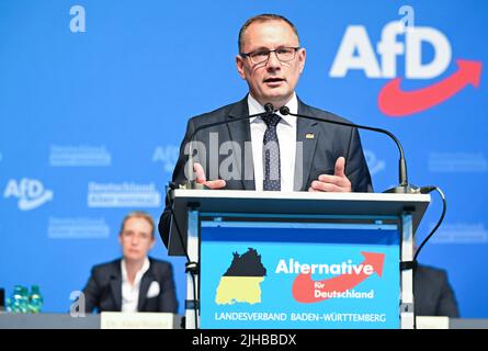 Stuttgart, Deutschland. 16.. Juli 2022. Tino Chrupalla, Vorsitzender der AfD. Quelle: Bernd Weißbrod/dpa/Alamy Live News Stockfoto