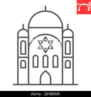 Synagoge Linie Symbol, hanukkah und Architektur, Synagoge Vektor-Symbol, Vektorgrafiken, editierbare Kontur Umriss Zeichen, eps 10. Stock Vektor