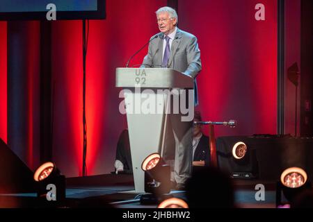 Abschlussfeier um UA92 Uhr, Manchester - 10.. Juli 2022. Sir Alex Ferguson Stockfoto