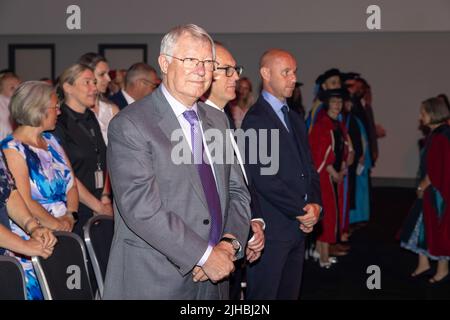 Abschlussfeier um UA92 Uhr, Manchester - 10.. Juli 2022. Sir Alex Ferguson Stockfoto