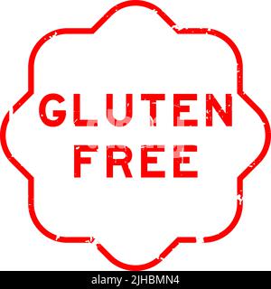 Grunge rot glutenfreies Wort Gummi Stempel auf weißem Hintergrund Stock Vektor