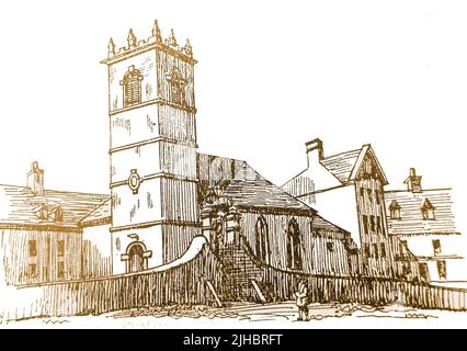 LINCOLN, LINCOLNSHIRE, ENGLAND - Eine Skizze der Old St Martin's Church aus den 1930er Jahren, Stockfoto