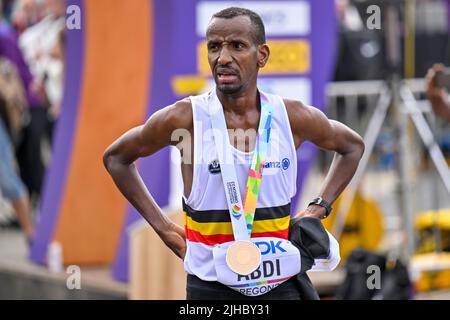 EUGENE, USA - 17. JULI: Bashir Abdi aus Belgien tritt während der Leichtathletik-Weltmeisterschaften am 17. Juli 2022 in Eugene, USA, beim Männer-Marathon an (Foto: Andy Astfalck/BSR Agency) Atletiekunie Credit: Orange Pics BV/Alamy Live News Stockfoto