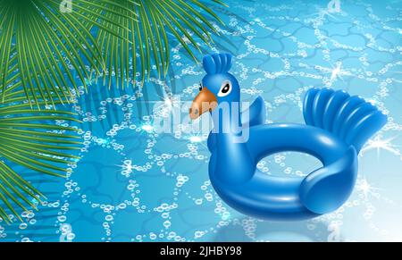 Realistischer Banner aufblasbaren blauen Vogel Kreis Vektor Stock Vektor