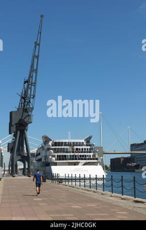 Sunborn London Yacht Hotel liegt am Royal Victoria Dock, London, Großbritannien Stockfoto