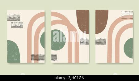 Set von abstrakten zeitgenössischen Postern mit geometrischen Formen. Stock Vektor