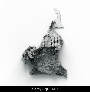 Eine Darstellung der Kamerun-Karte aus dem Jahr 3D mit Boden- und Landgeologie Stockfoto