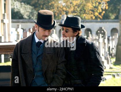 JUDE LAW, Robert Downey jr., SHERLOCK HOLMES, 2009 Stockfoto