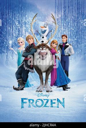 ELSA, KRISTOFF, OLAF, Sven, Anna, HANS POSTER, GEFROREN, 2013 Stockfoto