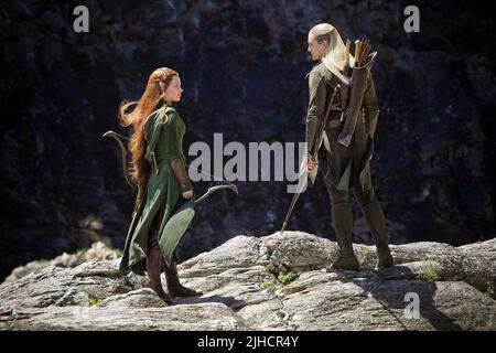 EVANGELINE LILLY, Orlando Bloom, der Hobbit: The Desolation von Smaug, 2013 Stockfoto