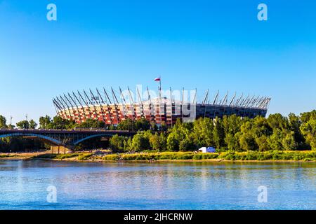 PGE Narodowy National Stadium mit Blick auf die Weichsel, Warschau, Polen Stockfoto