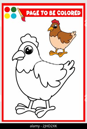 Malbuch für Kinder. Hen Vektor Stock Vektor