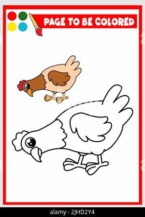 Malbuch für Kinder. Hen Vektor Stock Vektor