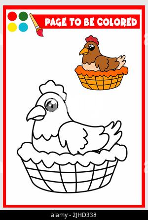 Malbuch für Kinder. Hen Vektor Stock Vektor