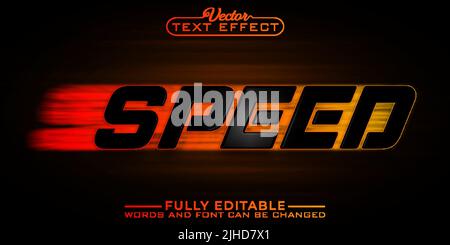 Texteffektvorlage für Schwarz und Orange Speed editierbar Stock Vektor