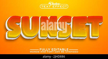 Bearbeitbare Texteffektvorlage „Orange Sonnenuntergang“ Stock Vektor