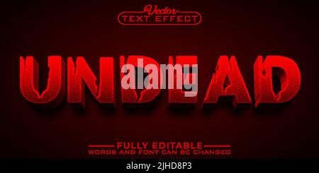 Horror Undead Editierbare Vektor-Text-Effekt-Vorlage Stock Vektor