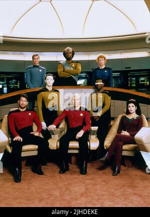 FRAKES,SPINER,STEWART,BURTON,SIRTIS,WHEATON,DORN,MULDAUR, STAR TREK: THE NEXT GENERATION, 1987 Stockfoto