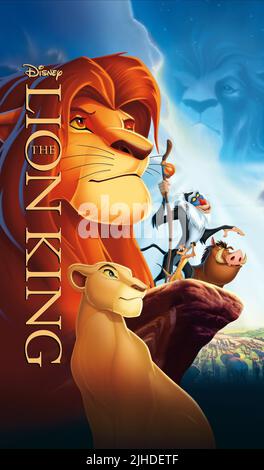 NALA und SIMBA, RAFIKI, Timon und Pumbaa, Plakat, KÖNIG DER LÖWEN, 1994 Stockfoto
