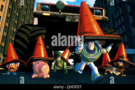 Herr KARTOFFELKOPF, HAMM, REX, Buzz Lightyear, anschmiegsam, Toy Story 2, 1999 Stockfoto