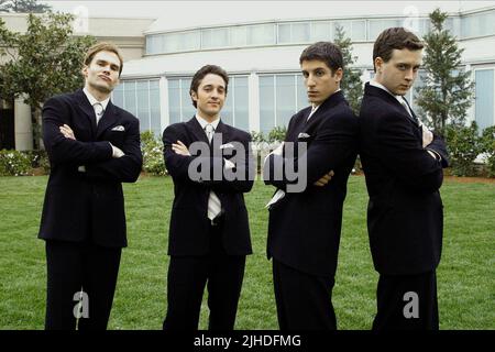 SEANN WILLIAM SCOTT, THOMAS IAN NICHOLAS, Jason Biggs, Eddie Kaye Thomas, AMERIKANISCHE HOCHZEIT, 2003 Stockfoto