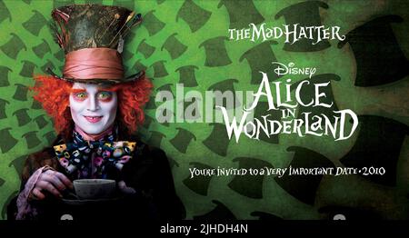 JOHNNY DEPP POSTER, Alice im Wunderland, 2010 Stockfoto