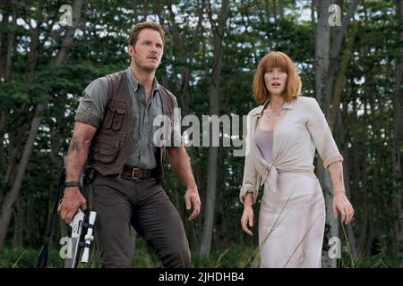 CHRIS PRATT, Bryce Dallas Howard, JURASSIC WELT, 2015 Stockfoto
