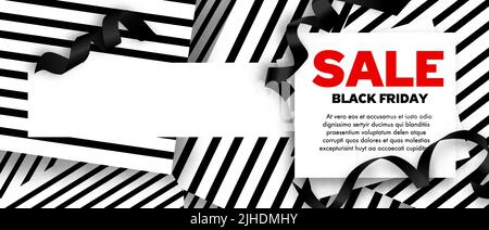 Black Friday Sale Banner Vektor-Illustration mit Bändern Stock Vektor