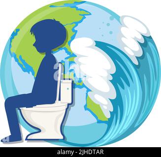 Mann sitzt auf Toilette Symbol Abbildung Stock Vektor