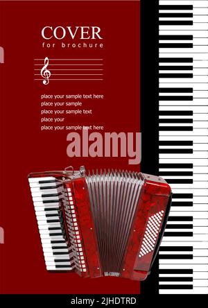 Cover mit Musikinstrumenten Bild. Akk0.ion. 3D Vektorgrafik Stock Vektor