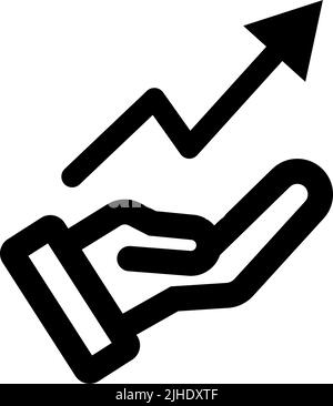 Pfeil nach oben und Hand-Symbol. Stufe nach oben. Bearbeitbarer Vektor. Stock Vektor