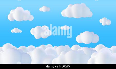 Schöne flauschige Wolken auf Blue Sky Hintergrund. Stock Vektor