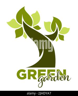 Grüner Garten isoliert Icons Home Gartenarbeit Werkzeuge und Pflanzen Vektor Stock Vektor