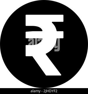 Runde indische Rupie Silhouette Symbol. Bearbeitbarer Vektor. Stock Vektor
