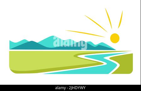 Berge Landschaft isolierte Symbole Corporate Identity Vorlage Vektor Stock Vektor